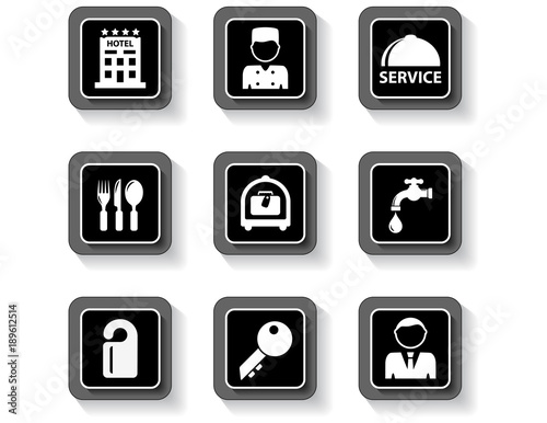 hotel services buttons set