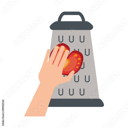 Hand on kitchen grater icon vector illustration graphic design