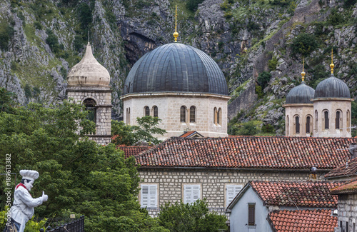 Wallpaper Mural Domes of Orthodox Saint Nicholas Church on the Old Town of Kotor, Montenegro. View from historic ramparts Torontodigital.ca