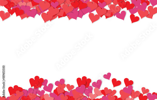 Red and pink hearts background. Valentines Day EPS vector background