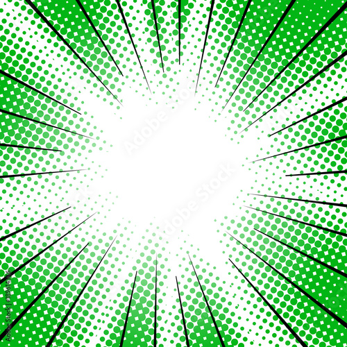green radial motion lines halftone for manga superhero