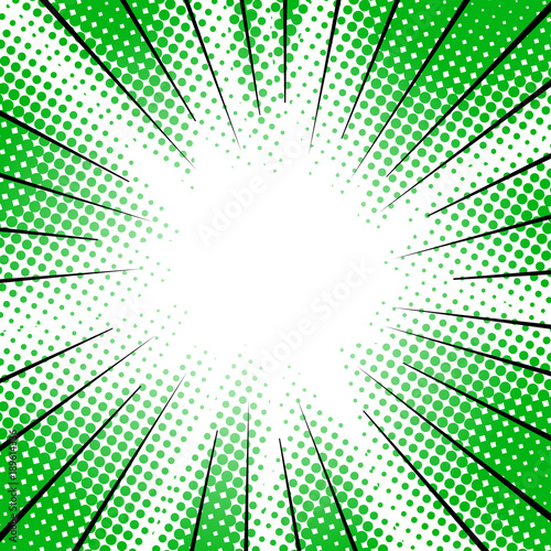 green radial motion lines halftone for manga superhero photo