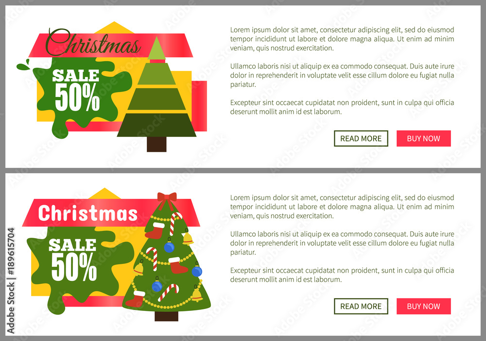 Christmas Sale Buy Now Posters Vector Illustration