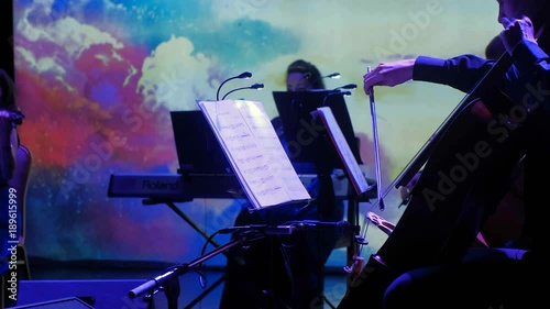 Close-up of musician playing violin, classic music