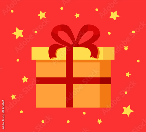 Present Gift Box in Decorative Wrapping Paper Icon