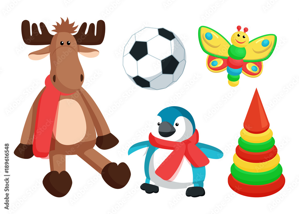 Playthings for Kids from Santa Vector Illustration