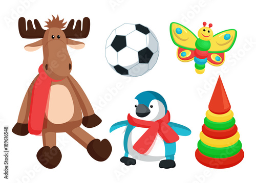 Fototapeta Naklejka Na Ścianę i Meble -  Playthings for Kids from Santa Vector Illustration