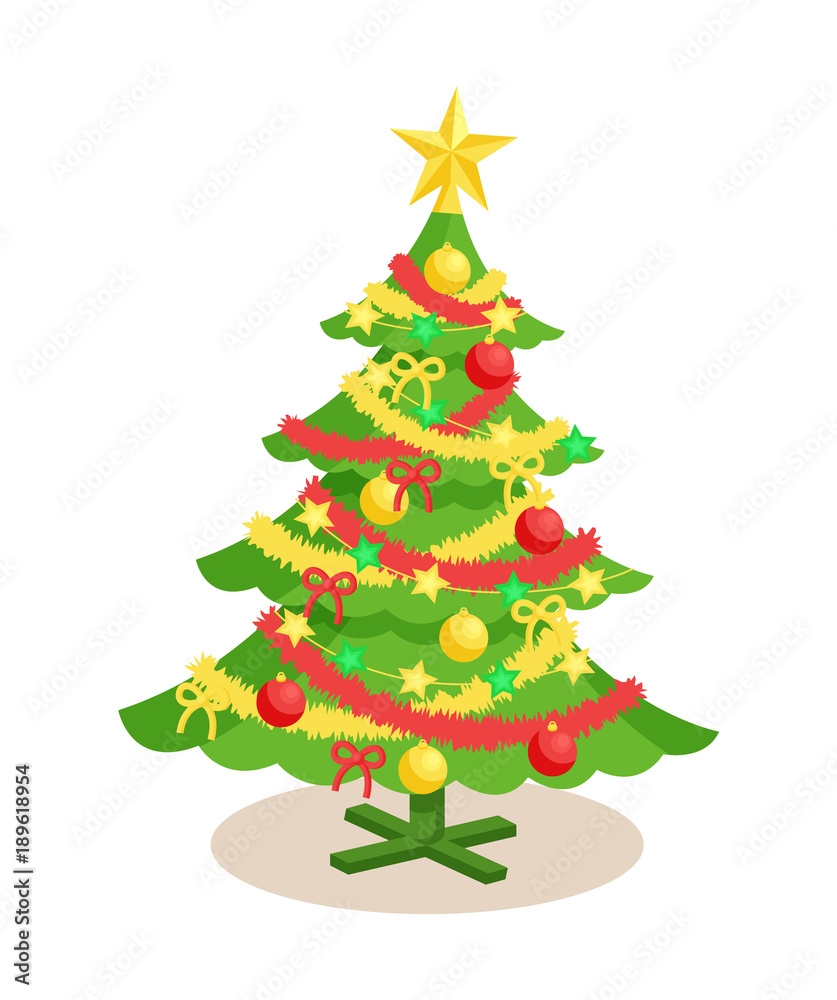 Decorated Christmas Spruce Vector Illustration Decorated Christmas Spruce Vector Illustration