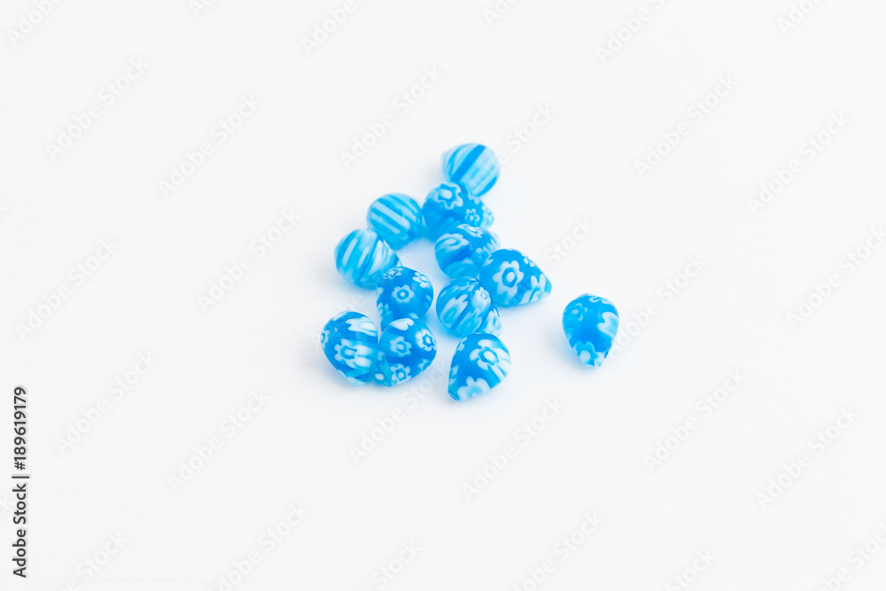 blue and white tear drop shaped beads for making jewelry