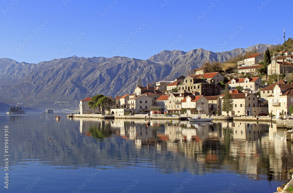 Perast town in the bay of Kotor