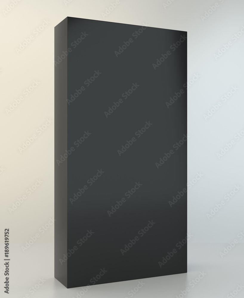 Blank black box in white light studio. 3d rendering. Blank black box in white light studio. 3d rendering.