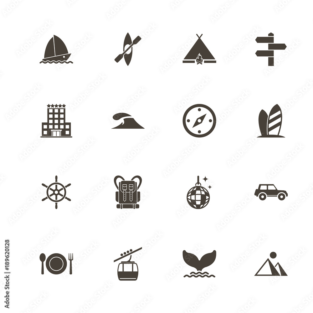 Vacation icons. Perfect black pictogram on white background. Flat simple vector icon.
