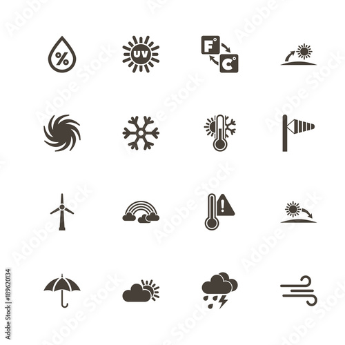 Weather icons. Perfect black pictogram on white background. Flat simple vector icon.