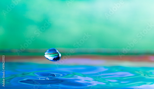 Colorful water droplet splash photograph