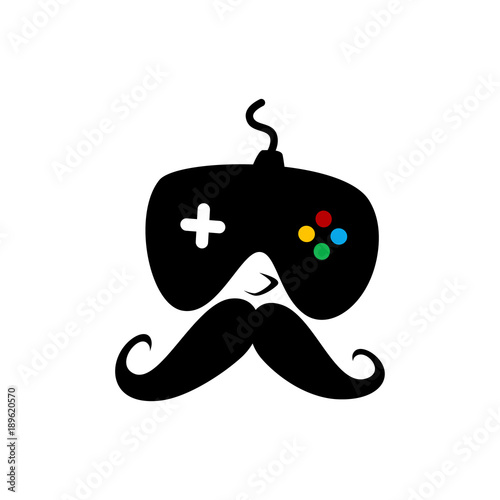 video game console joystick theme logo template