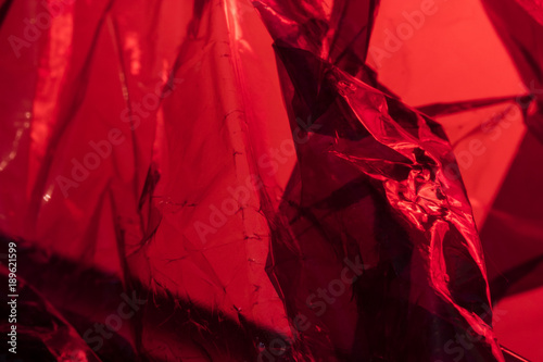 Plastic Shiny See Through Abstract Shimmer Creased Background red