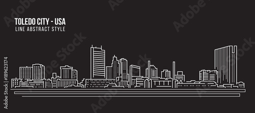 Cityscape Building Line art Vector Illustration design - Toledo city  USA 