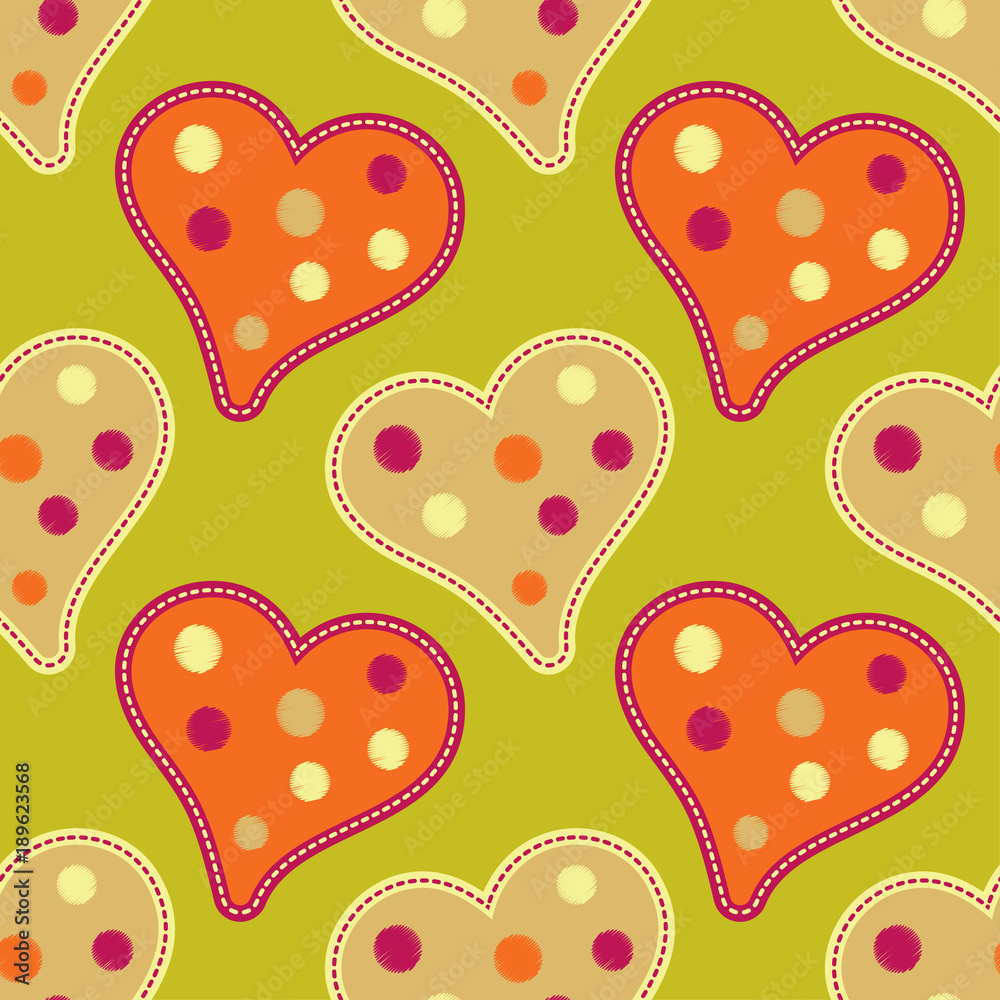 Seamless background with decorative hearts. Valentine's day. Textile rapport.