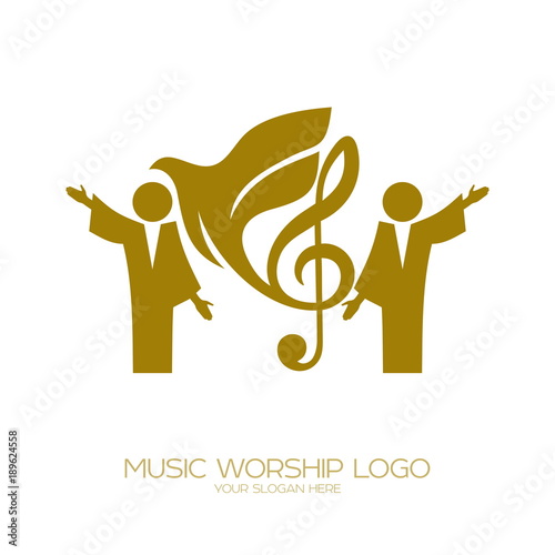 Music logo. Christian symbols. Worshiping God in the Holy Spirit