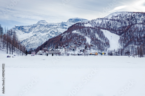 mountain village in winter