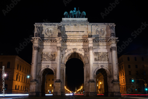 Victory gate in Munich in the night