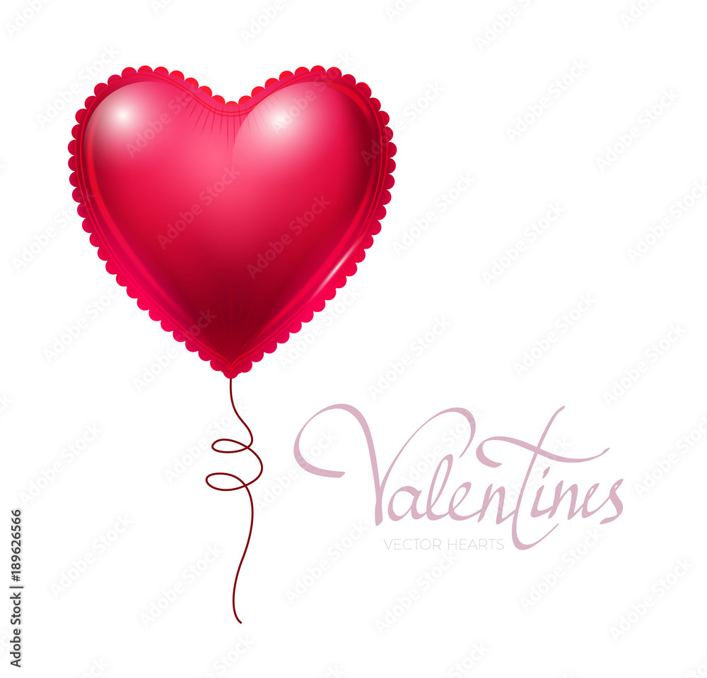 Pink Heart Balloon. Happy Valentine's Day. Vector illustration