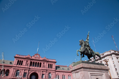 Buenos Aires, ARGENTINA - AUGUST 18, 2017: Casa Rosada (Pink House), presidential Palace in Buenos Aires, Argentina, view from the front entrance