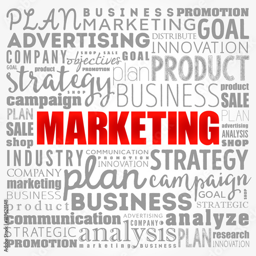 Marketing Strategy and Core Objectives of Product words cloud  business concept background
