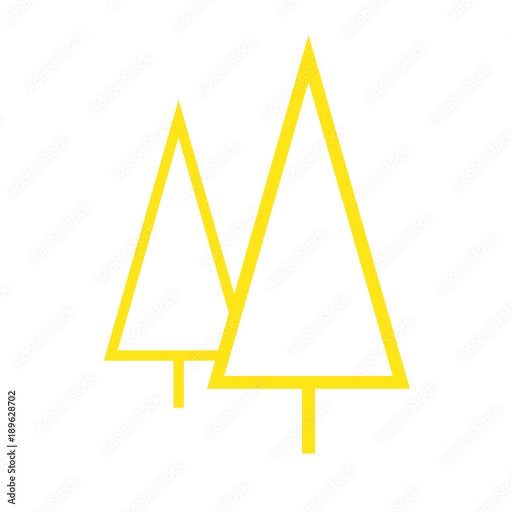 WALD BÄUME - Icon Symbol Piktogramm Bildmarke grafisches Element - Web Druck - Vektor - gelb auf weißen Hintergrund 
