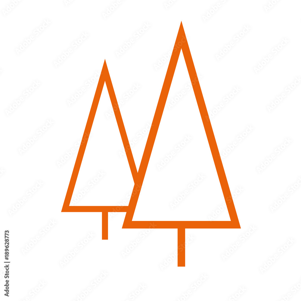 WALD BÄUME - Icon Symbol Piktogramm Bildmarke grafisches Element - Web Druck - Vektor - orange auf weißen Hintergrund 