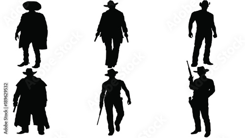 Set of Western silhouette