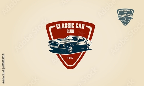 Classic Car Club logo template. Vector logo illustration.