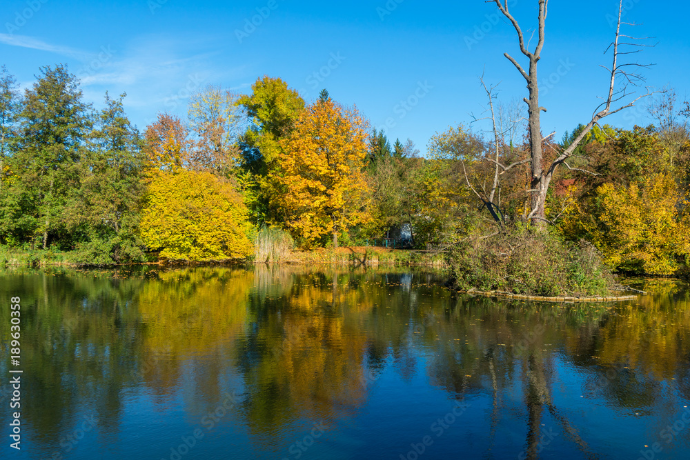 Obraz premium Herbststimmung am Trappensee in Heilbronn