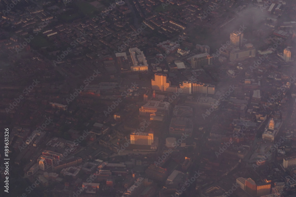 Nottingham city centre from the air