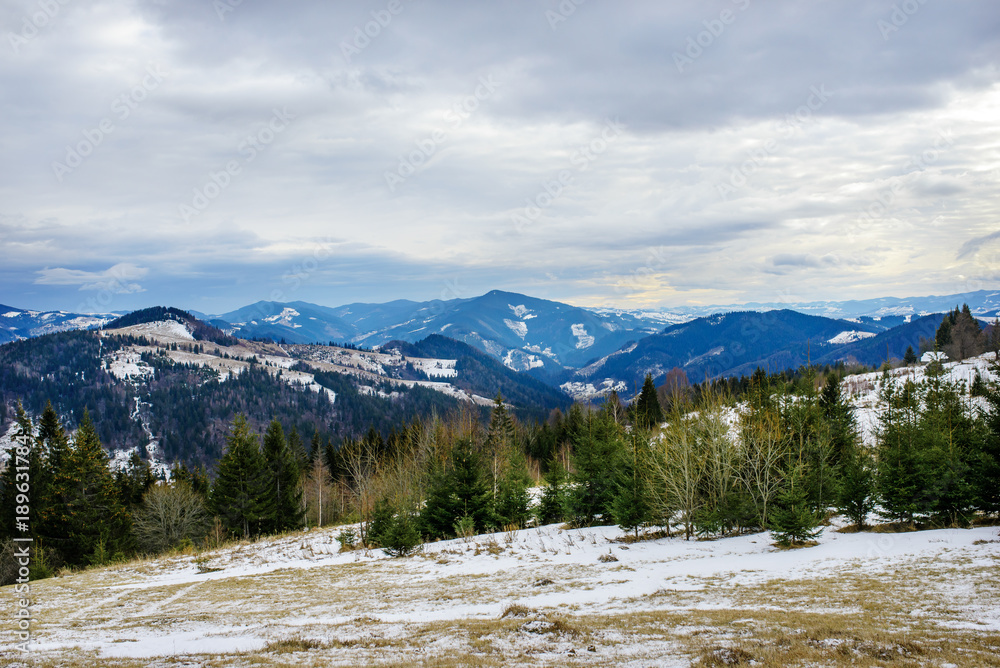 Scenic winter view on top of the Carpathian mountain Scenic winter view on top of the Carpathian mountain