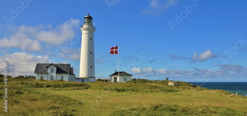 Obraz na plátne Beautiful old lighthouse in Hirtshals, Denmark.