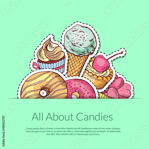 Vector hand drawn sweets illustration photo