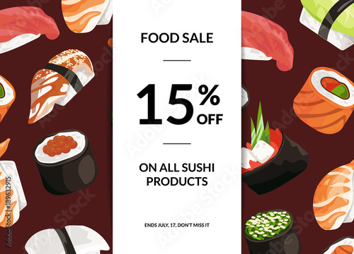 Vector cartoon sushi sale