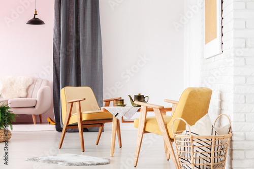 Yellow living room interior