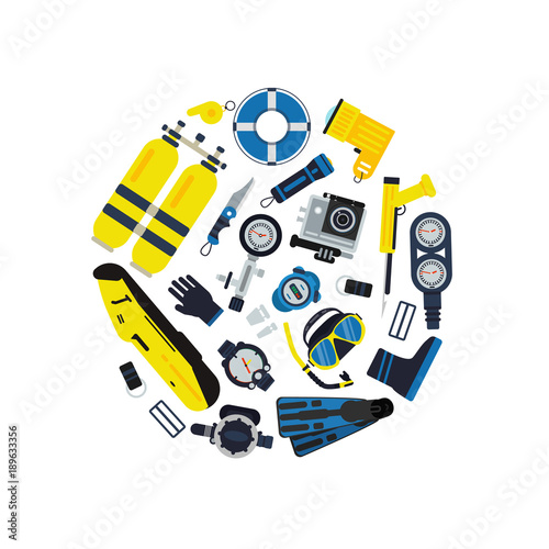 Vector underwater diving illustration