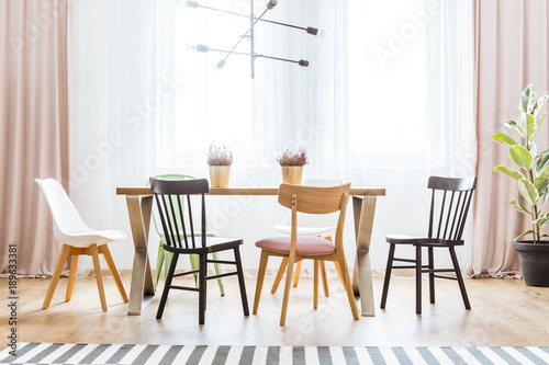 Bright pastel dining room