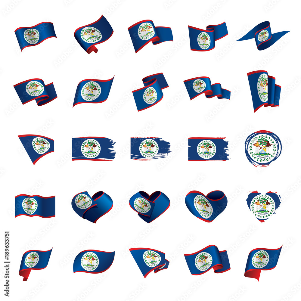 Fototapeta premium Belize flag, vector illustration