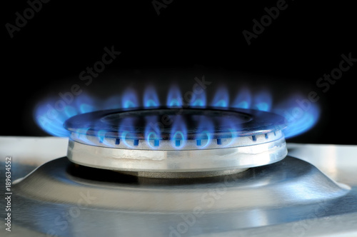 Natural gas burning on kitchen gas stove © FedotovAnatoly