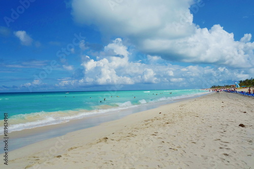 The famous tropical beach of Varadero in Cuba with a calm turquoise ocean