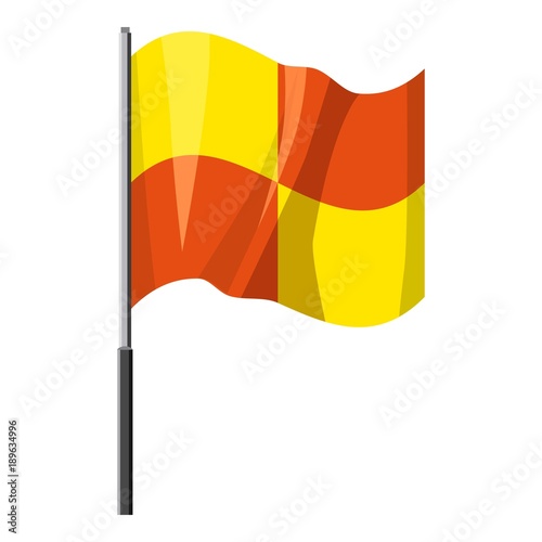 Yellow and orange flag with flagpole icon