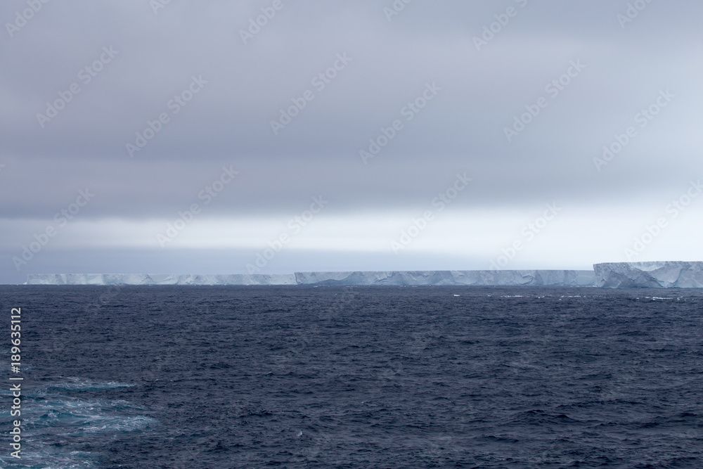Panorama of Iceberg B-15 the largest iceberg in history with here the largest surviving fragment B-15T, which measures 52 kilometers (32 miles) long and 13 kilometers (8 miles) wide.