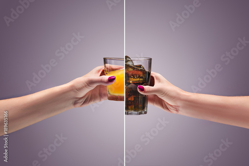Tableau sur toile beautiful woman holding orange juice
