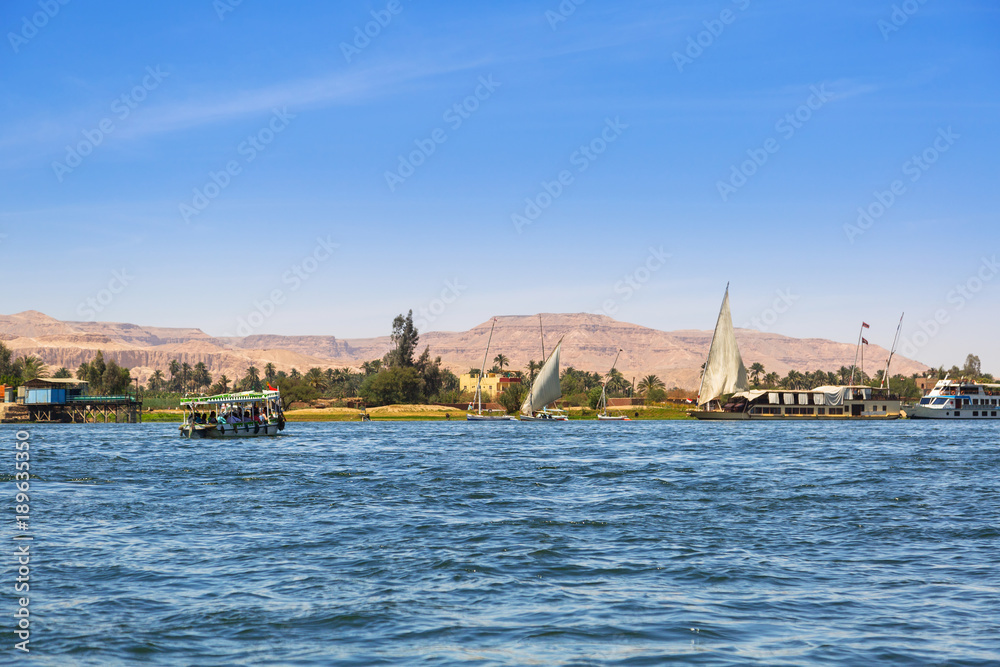 Nile river scenery near Luxor, Egypt