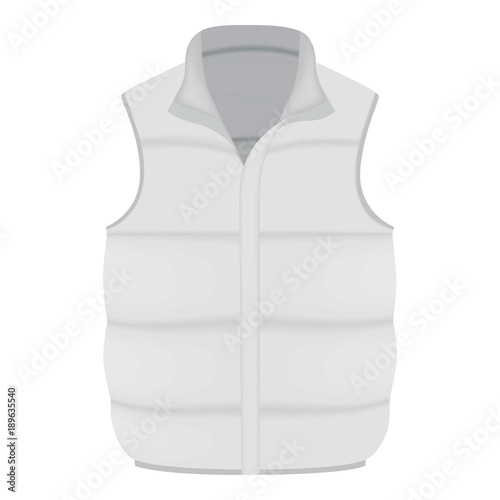 Back of white warm vest mockup, realistic style