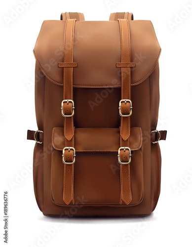 Backpack isolated on white. Realistic vector 3d illustration